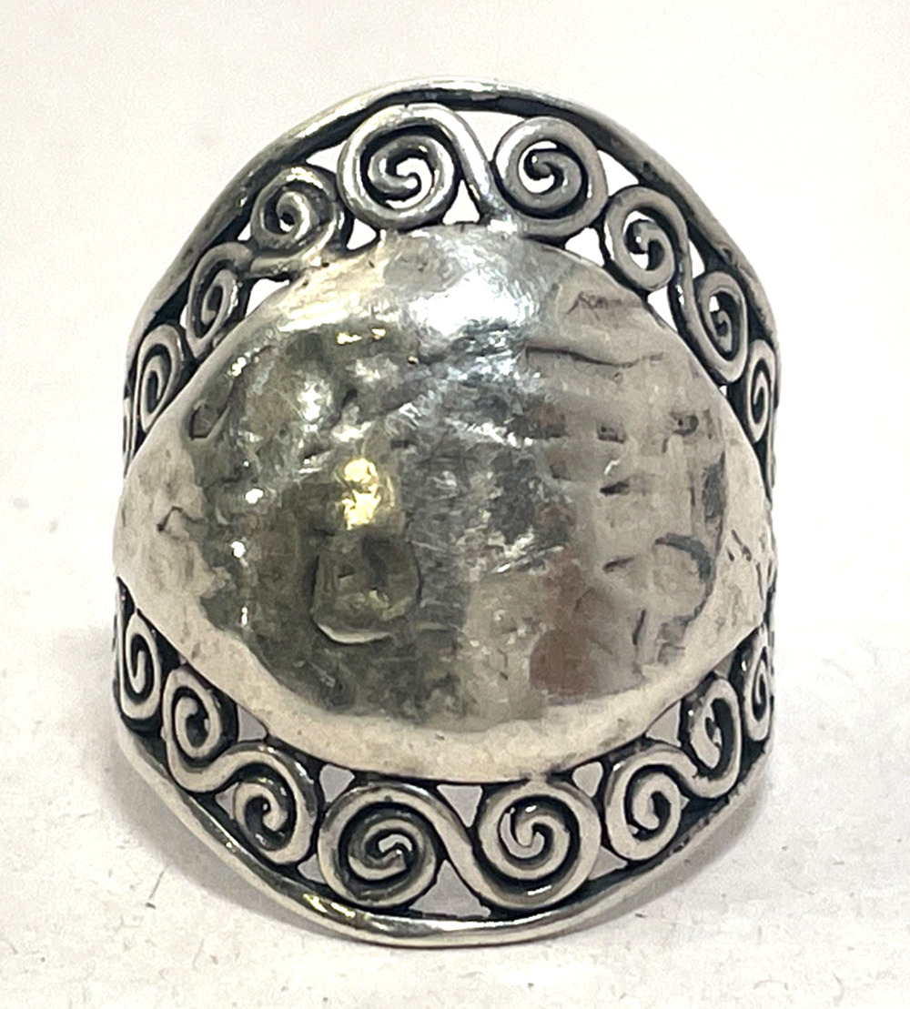 Or Paz Israel 925 Sterling Silver Artisan Wide Band Ring Size 10